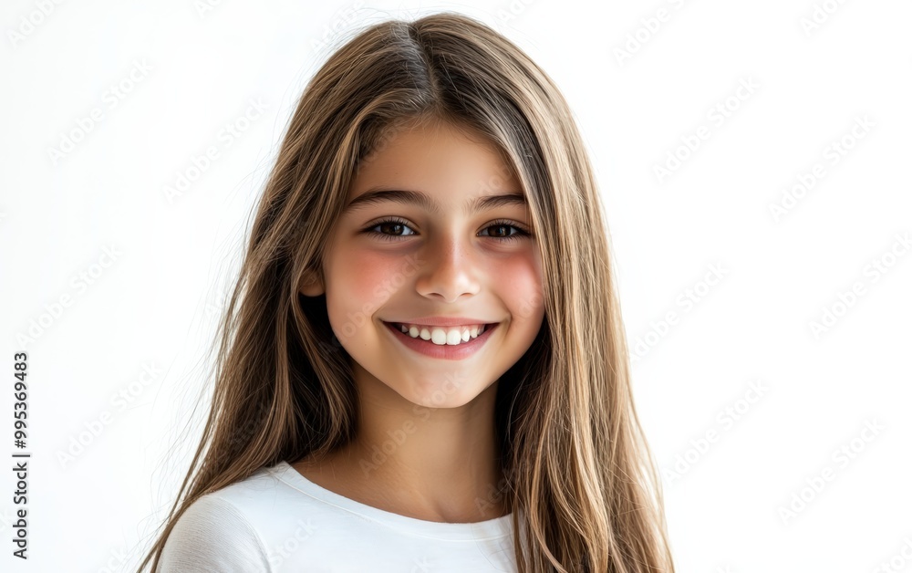 Girl smile isolatedon white background. Smile. Girl with long hair. Girl smile isolatedon white background. Smile. Girl with long hair.