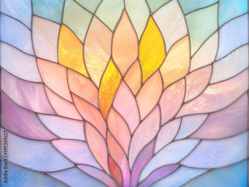 Wallpaper Mural A stained glass window with a flowery design Torontodigital.ca