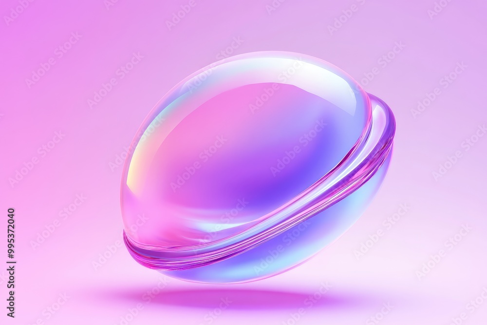 Holographic Sphere with Iridescent Surface on a Pink Background Holographic Sphere with Iridescent Surface on a Pink Background