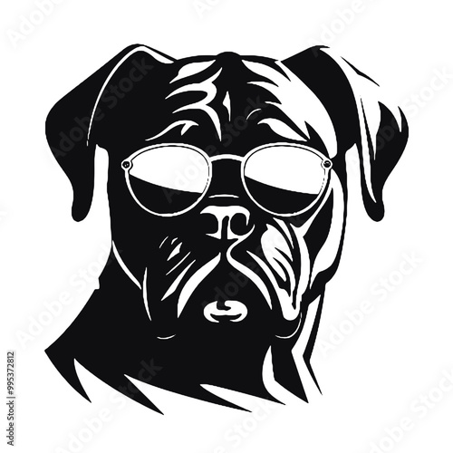 Cane Corso with Sunglasses Silhouette Vector Art Transparent