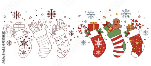 Christmas sock, stocking, holyday, illustration vector