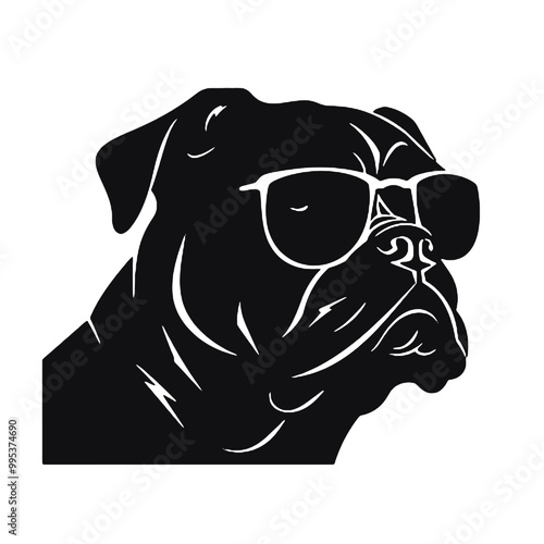 Cane Corso Dog Silhouette Sunglasses Vector Transparent Background