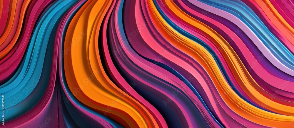 Colorful warped lines 2d background Modern abstract design featuring multicolored stripes and a surreal curly texture Colorful warped lines 2d background Modern abstract design featuring multicolored stripes and a surreal curly texture