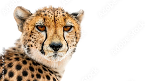 Cheetah portrait full body shot isolated on transparent background, png