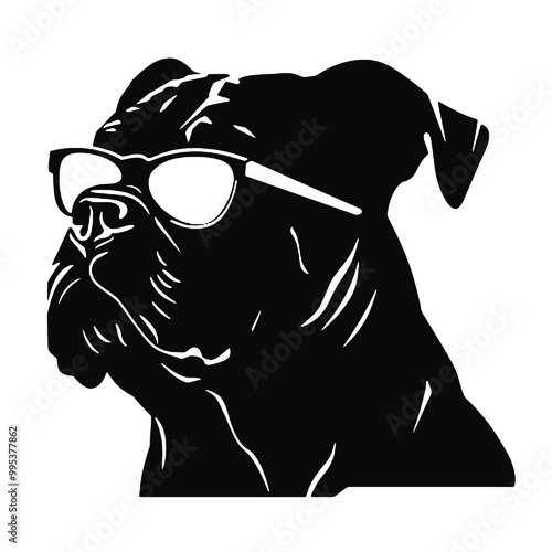 Cane Corso Sunglasses Silhouette Vector Illustration Transparent Background