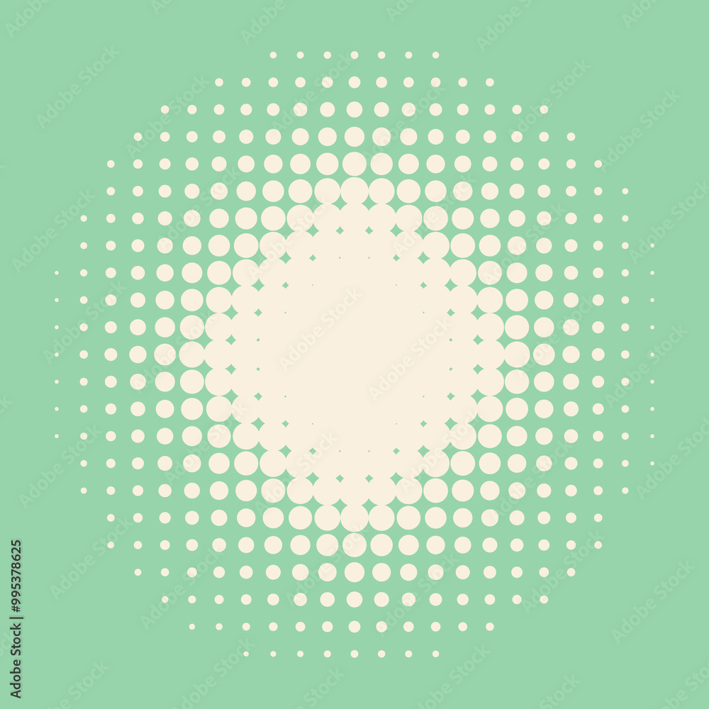Green pop art background. Circle halftone gradation frame. Duotone fade gradient. Anime curve backdrop dot pattern. Banner with half tone effect. Cartoon print. Vector illustration