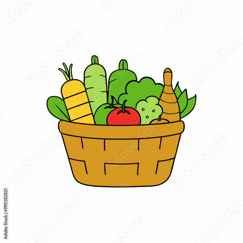 Different Asian vegetables in a basket