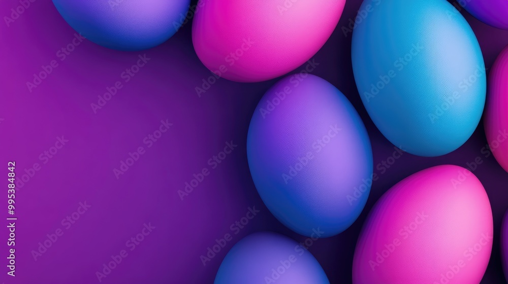 Close Up Of Colorful Purple Pink And Blue Easter Eggs On A Digital Background Close Up Of Colorful Purple Pink And Blue Easter Eggs On A Digital Background