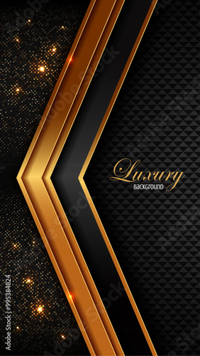 Smartphone Wallpaper Black Gold Business Background with Light Effect, Luxury Horizontal Size, Modern Frame Banners, Marketing Premium Illustrations.