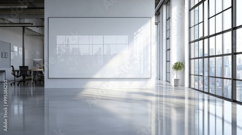 A modern office whiteboard background with sleek, smooth surfaces and subtle reflections.