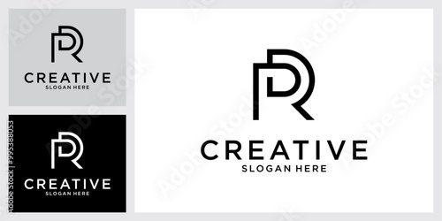 PR or RP initial letter logo design vector