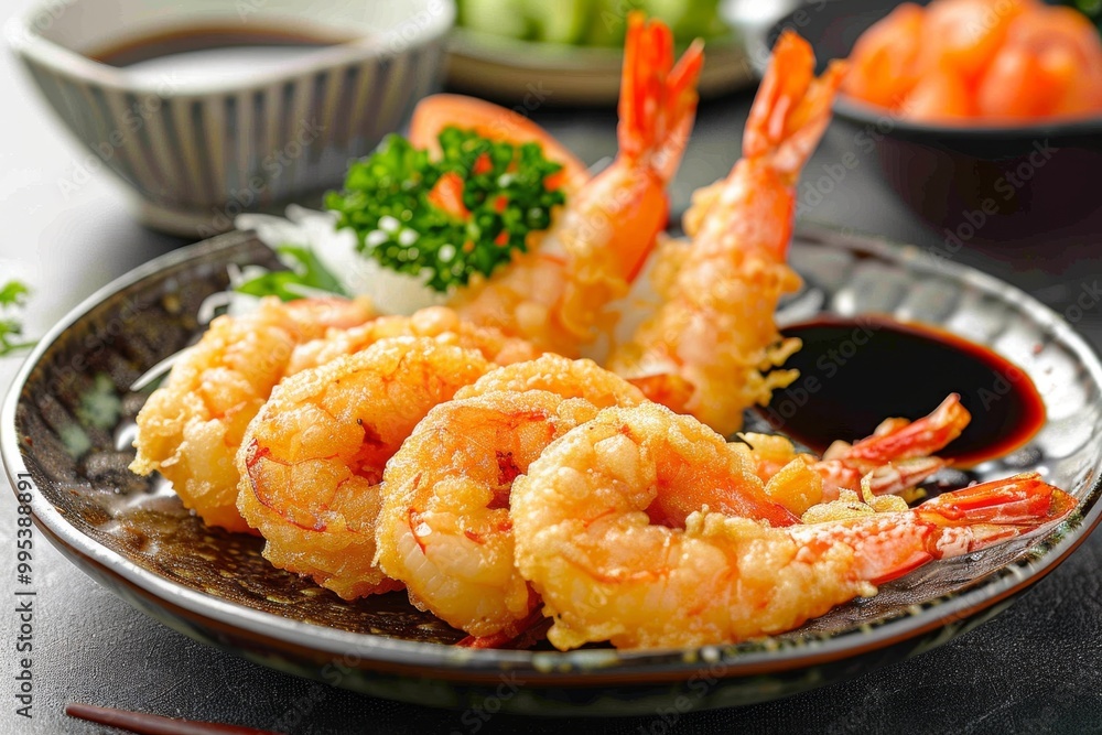 Japanese kakiage tempura with shrimp and vegetables Japanese kakiage tempura with shrimp and vegetables