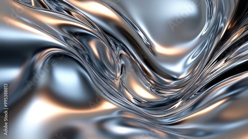 A sleek, smooth metallic texture with subtle light reflections, creating a futuristic abstract background.