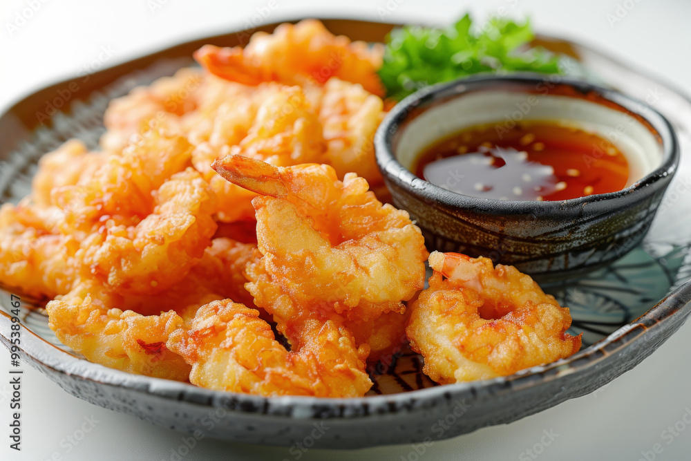 Japanese sweet potato tempura with dipping sauce Japanese sweet potato tempura with dipping sauce
