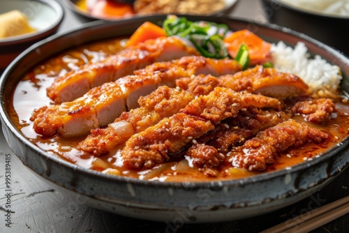 Japanese katsu curry with breaded pork cutlet