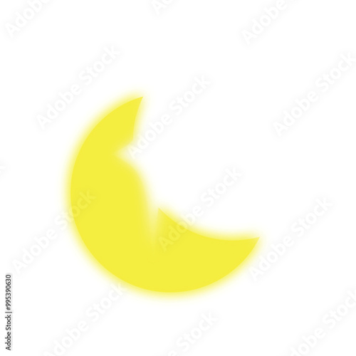 Moon and stars. Yellow moon and stars, Abstract moon. Isolated over white background. 