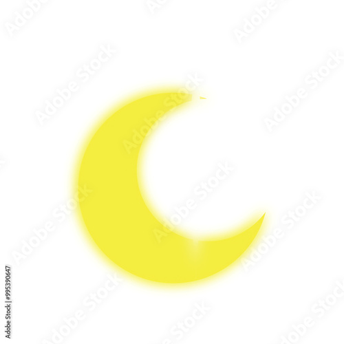 Moon and stars. Yellow moon and stars, Abstract moon. Isolated over white background. 