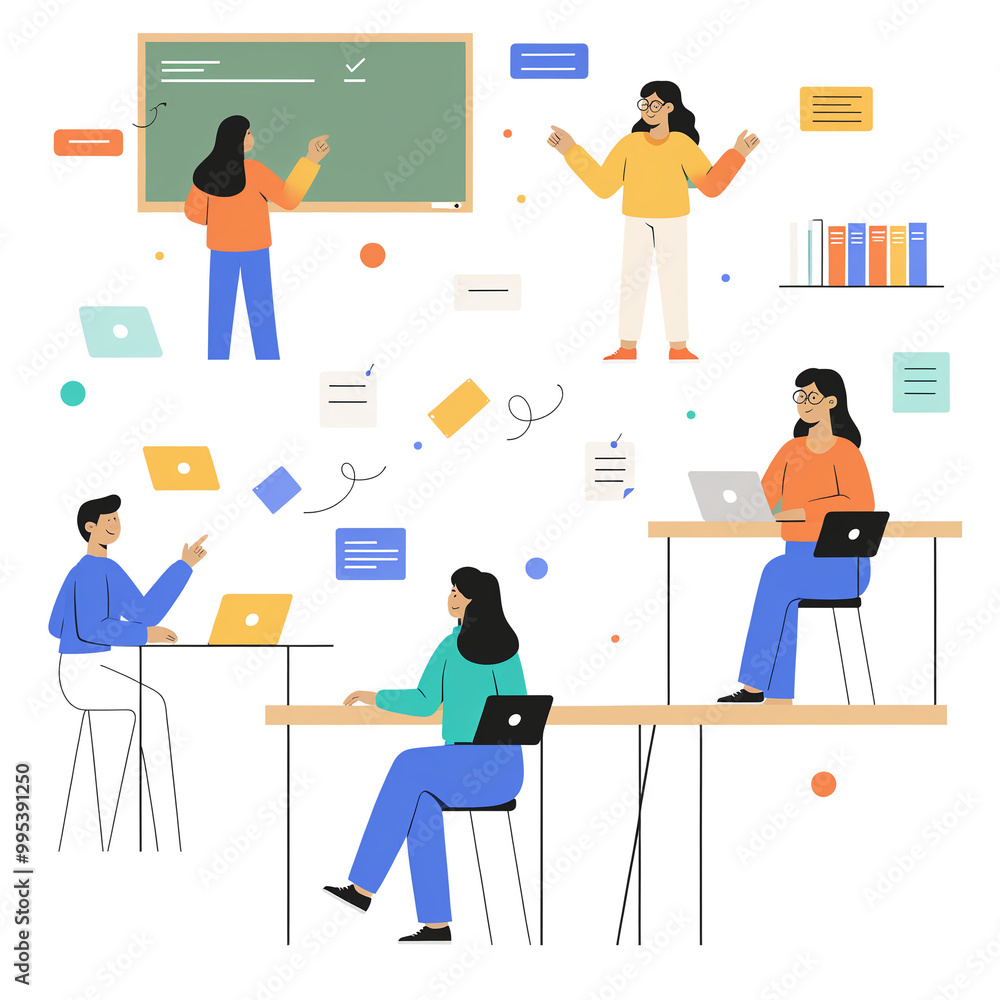 Concept illustrations for education. Set of people vector drawings in various activities of education, learning, reading book, online course and training, back to school. Concept illustrations for education. Set of people vector drawings in various activities of education, learning, reading book, online course and training, back to school.