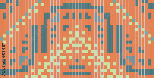 Aztec Pixel Traditional Indian Melodic Patternfolk Embroidery, Aztec Geometric Ornament Print. Design for Carpet, Wallpaper, Clothing, Wrapping, Fabric