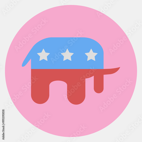 Icon elephant. USA general election elements. Icons in color mate style.