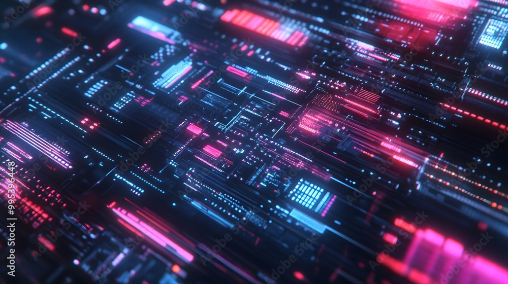 Abstract technological background with various technological ele. Abstract technological background with various technological ele.