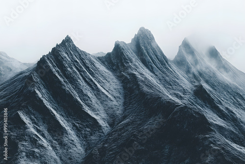 Snow-capped peaks rise majestically against a clear blue sky, creating a breathtaking winter alpine landscape