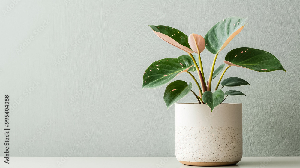 A small plant is in a white pot on a table A small plant is in a white pot on a table