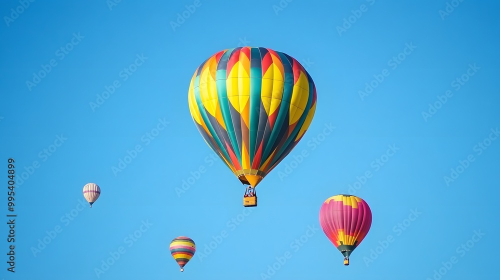 Naklejka premium 32. A colorful hot air balloon festival against a clear blue sky