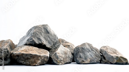 rocks stones standing alone against a pure white background.