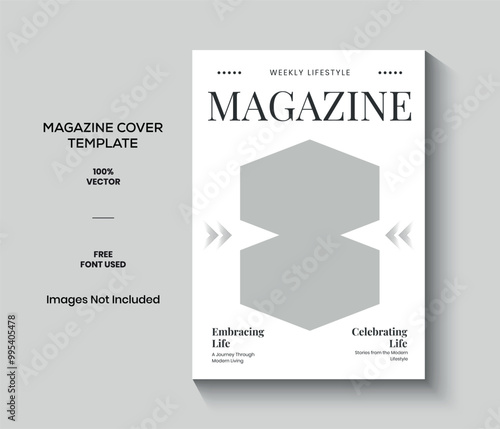 White and Black Modern Lifestyle Magazine Cover Template