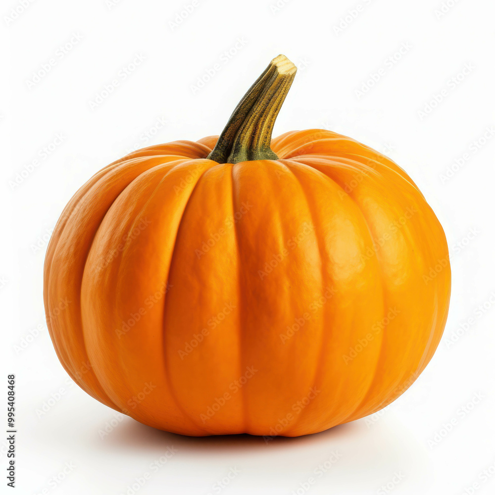 Obraz premium Perfectly Round Pumpkin on Isolated White Background