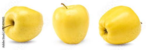 yellow apple isolated on white background. clipping path