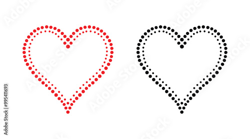 Red and black heart vector icons. Vector hearts for valentine day. Heart symbol. Heart sign.