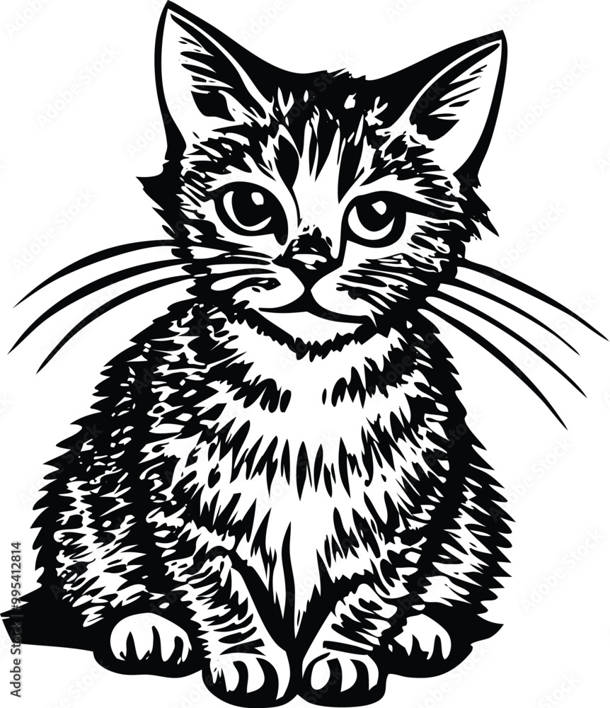 Fototapeta premium black and white cat vector