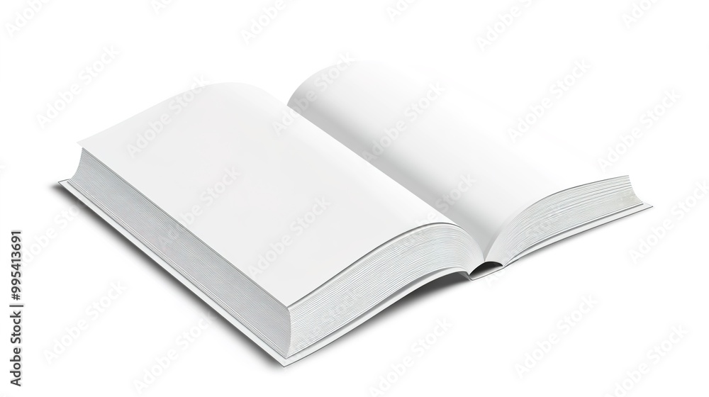 3D rendering of an open book with blank pages on a white background. Book mockup template for design and presentation 3D rendering of an open book with blank pages on a white background. Book mockup template for design and presentation