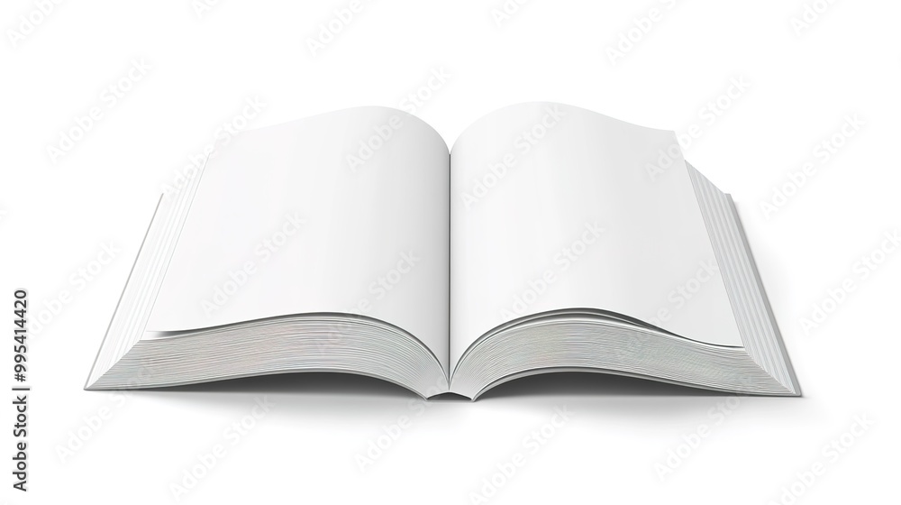3D rendering of an open book with blank pages on a white background. Book mockup template for design and presentation 3D rendering of an open book with blank pages on a white background. Book mockup template for design and presentation