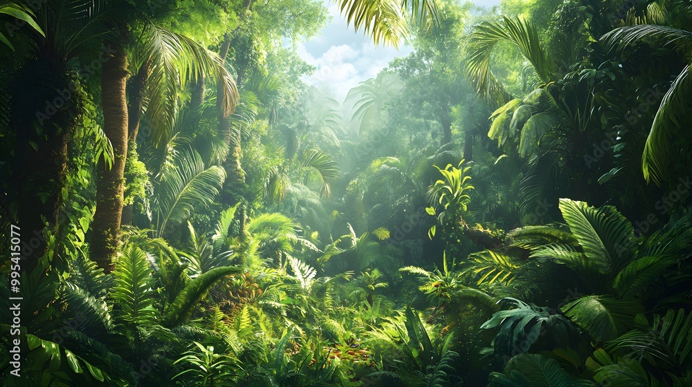 17. A lush tropical jungle with towering trees and exotic wildlife 17. A lush tropical jungle with towering trees and exotic wildlife