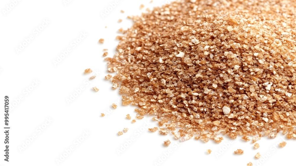 A close-up of a pile of raw wheat grains isolated on a white background. A close-up of a pile of raw wheat grains isolated on a white background.