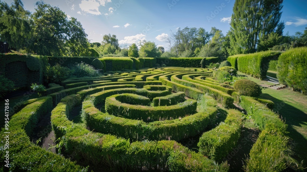 Viewing a hedge garden labyrinth Viewing a hedge garden labyrinth