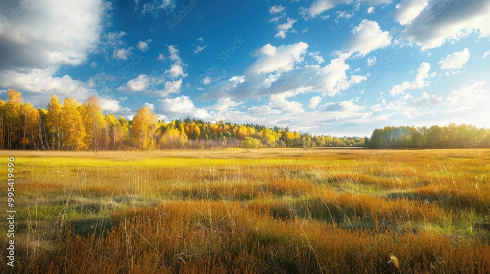 Vibrant yellow green grass in the autumn field Vibrant yellow green grass in the autumn field