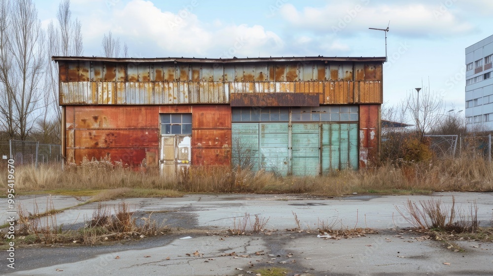 Warehouse structure in European urban outskirts Warehouse structure in European urban outskirts