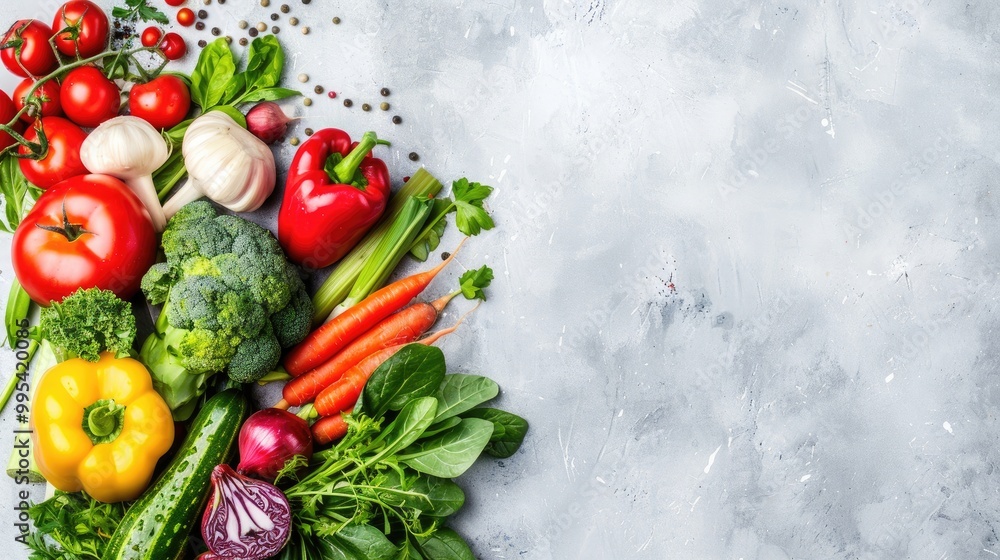 Variety of Fresh Vegetables on Light Background Variety of Fresh Vegetables on Light Background