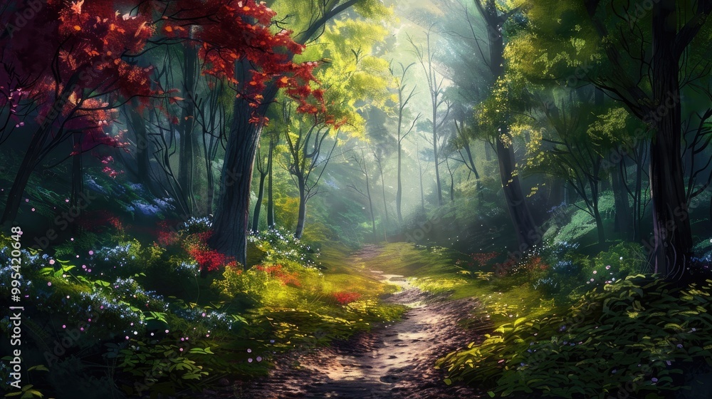 Vivid forest path Vivid forest path