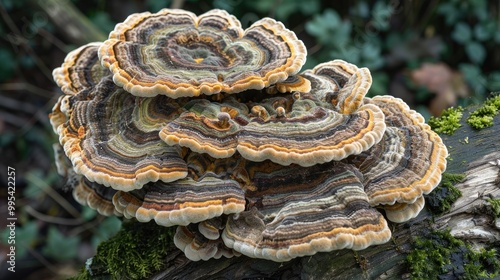 Trametes versicolor Unique markings of a global polyporous fungus photo