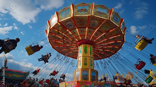 15. A lively carnival with colorful rides and joyful crowds