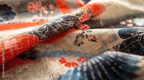 Vintage style fabric with the Yamaguchi prefecture flag motif photo