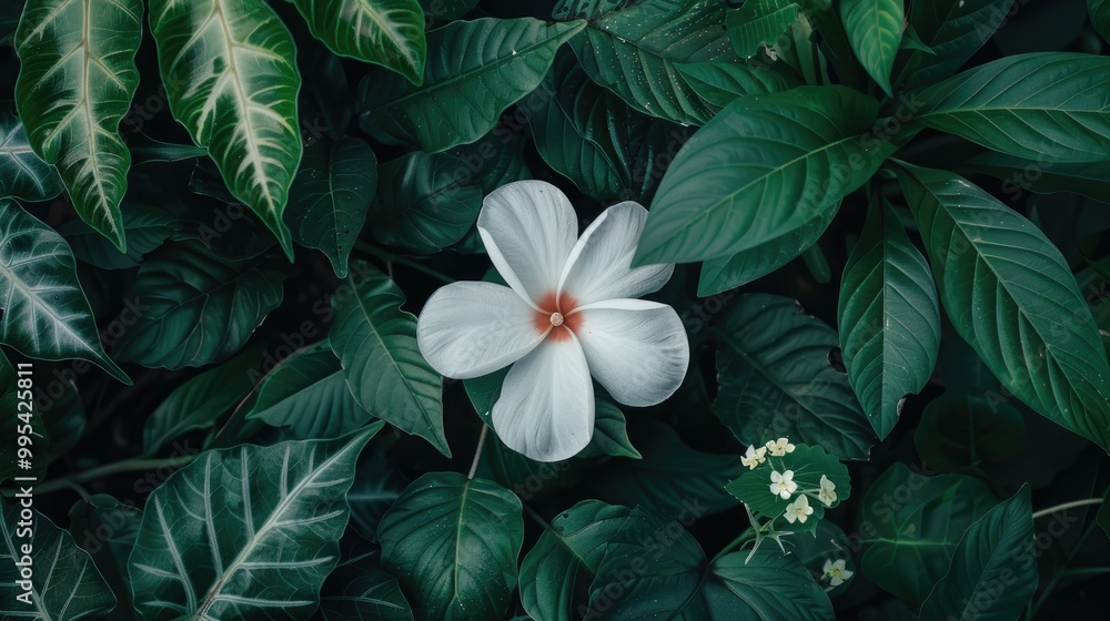 Fototapeta premium White flower among plants