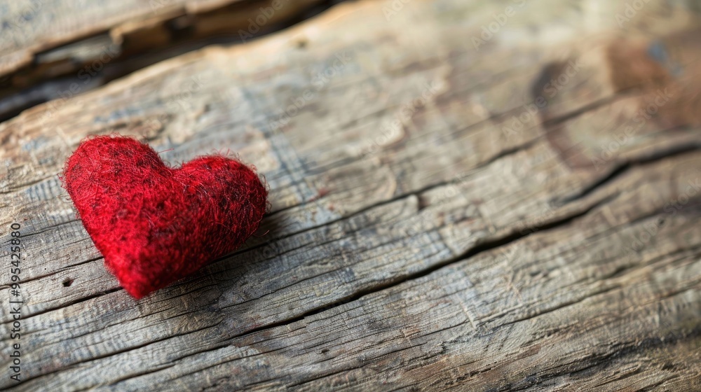 Valentine s Day square background Red heart on vintage wood Valentine s Day square background Red heart on vintage wood