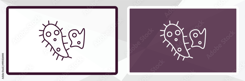 bacteria outline icon. Linear vector from medical concept. Thin line white and black bacteria icon isolated on white and dark background
