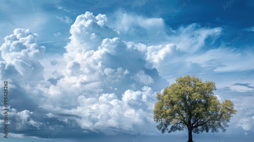 Tree s beauty contrasted with cloud backdrop Tree s beauty contrasted with cloud backdrop